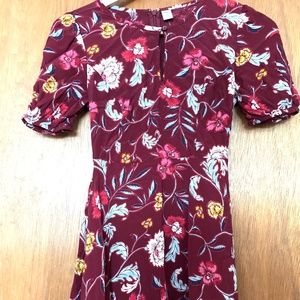 burgundy fit & flare dress